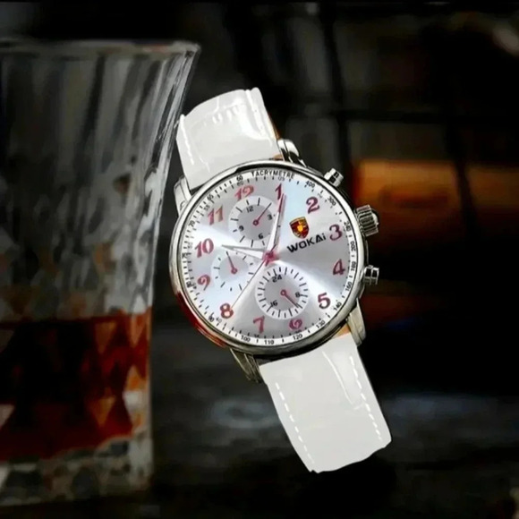 1pc Men's White Business Watch Advanced Quartz Casual Leather Strap Men's Watch. - Picture 6 of 7